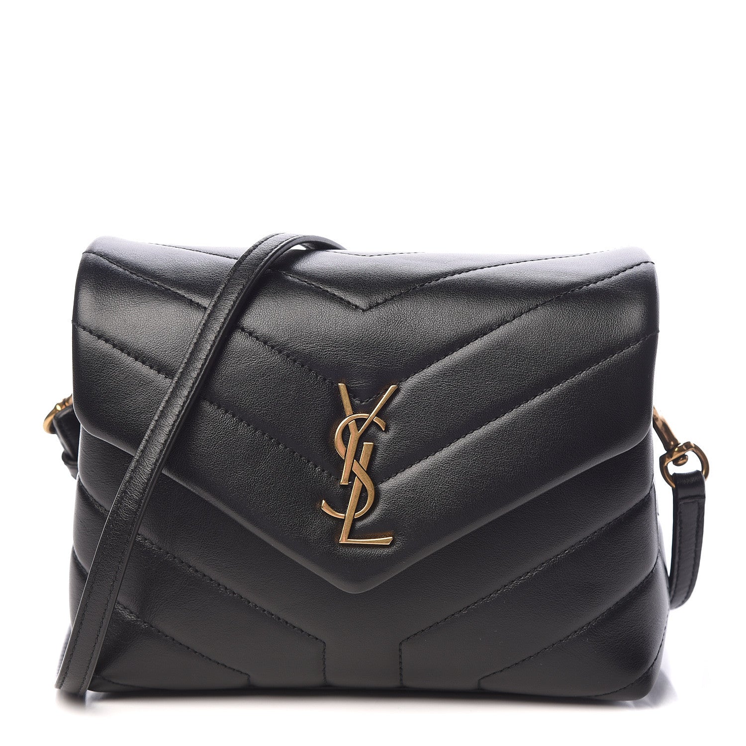 Saint Laurent Calfskin Y Quilted Monogram Toy Loulou Crossbody Bag Black 1 of 10