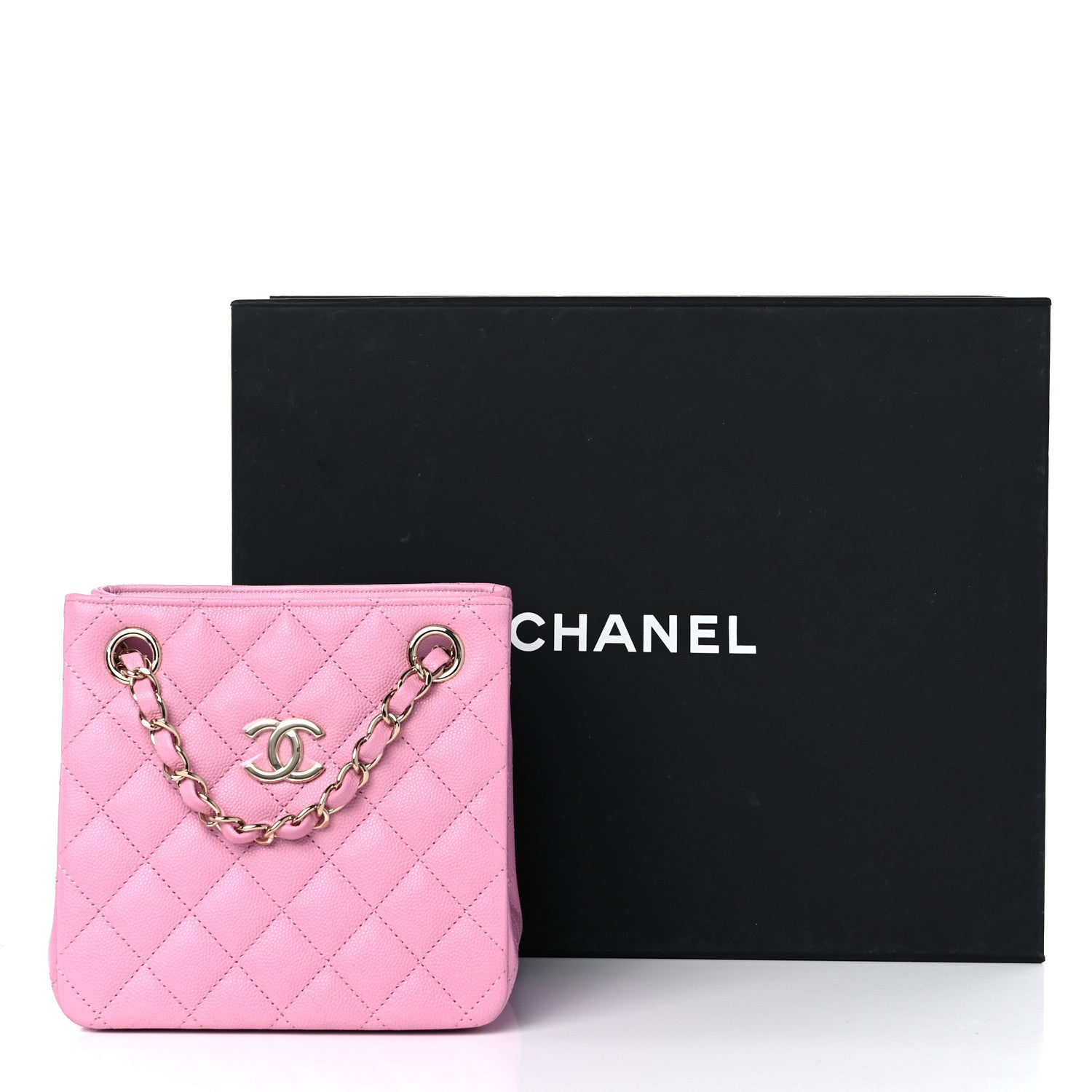 Chanel Caviar Quilted Mini Bucket Bag Pink 10 of 10