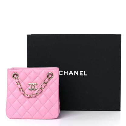 Chanel Caviar Quilted Mini Bucket Bag Pink 10 of 10