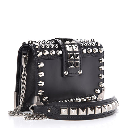 Prada City Calf Saffiano Studded Small Cahier Bag Black 3 of 9