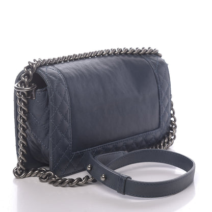Chanel Calfskin Small Boy Reverso Flap Dark Blue 3 of 10