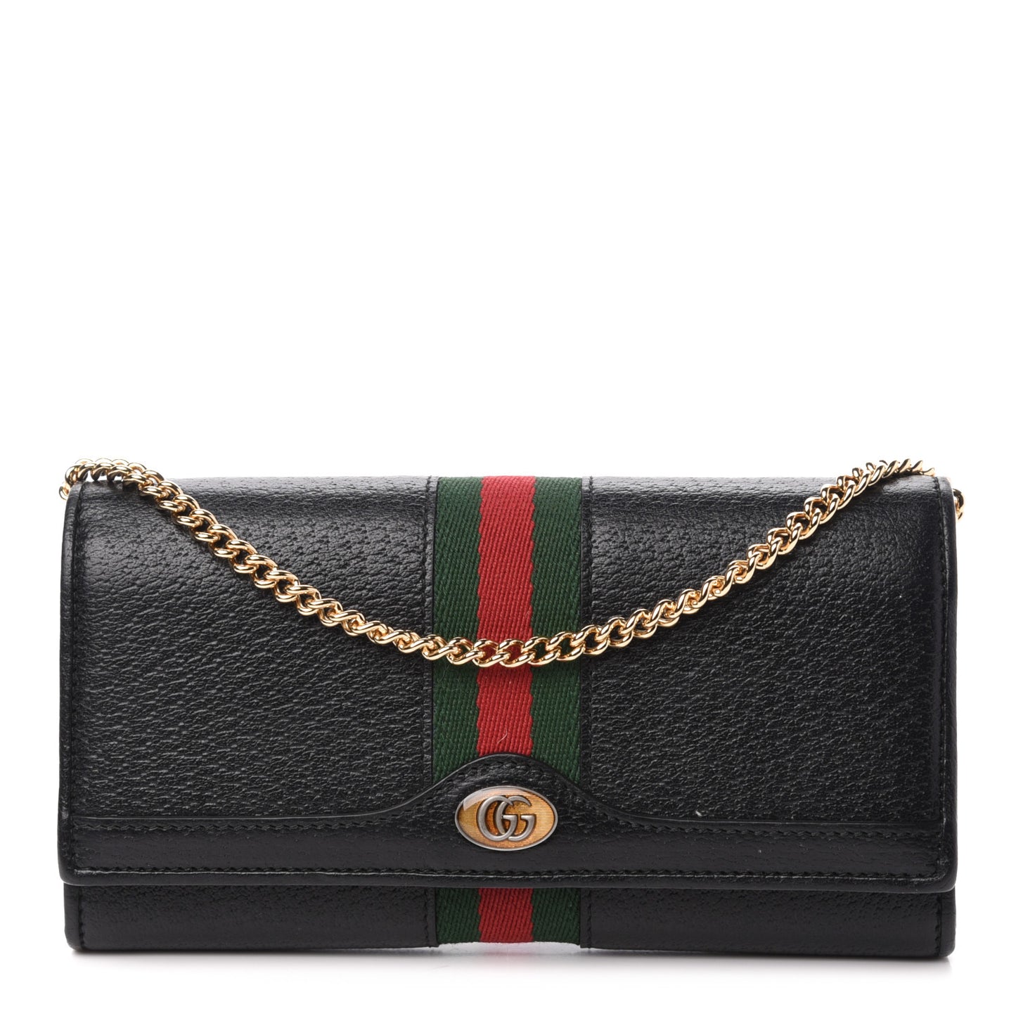 Calfskin Web Ophidia Wallet On Chain Black