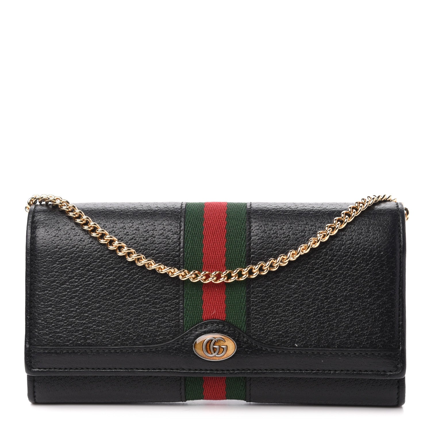 Gucci Calfskin Web Ophidia Wallet On Chain Black 1 of 11