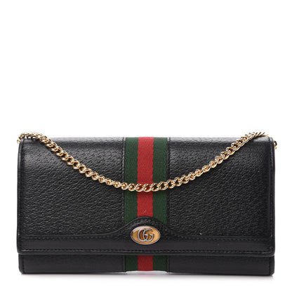 Gucci Calfskin Web Ophidia Wallet On Chain Black 1 of 11