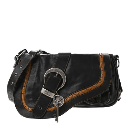Christian Dior Calfskin Medium Gaucho Double Saddle Bag Black 3 of 21