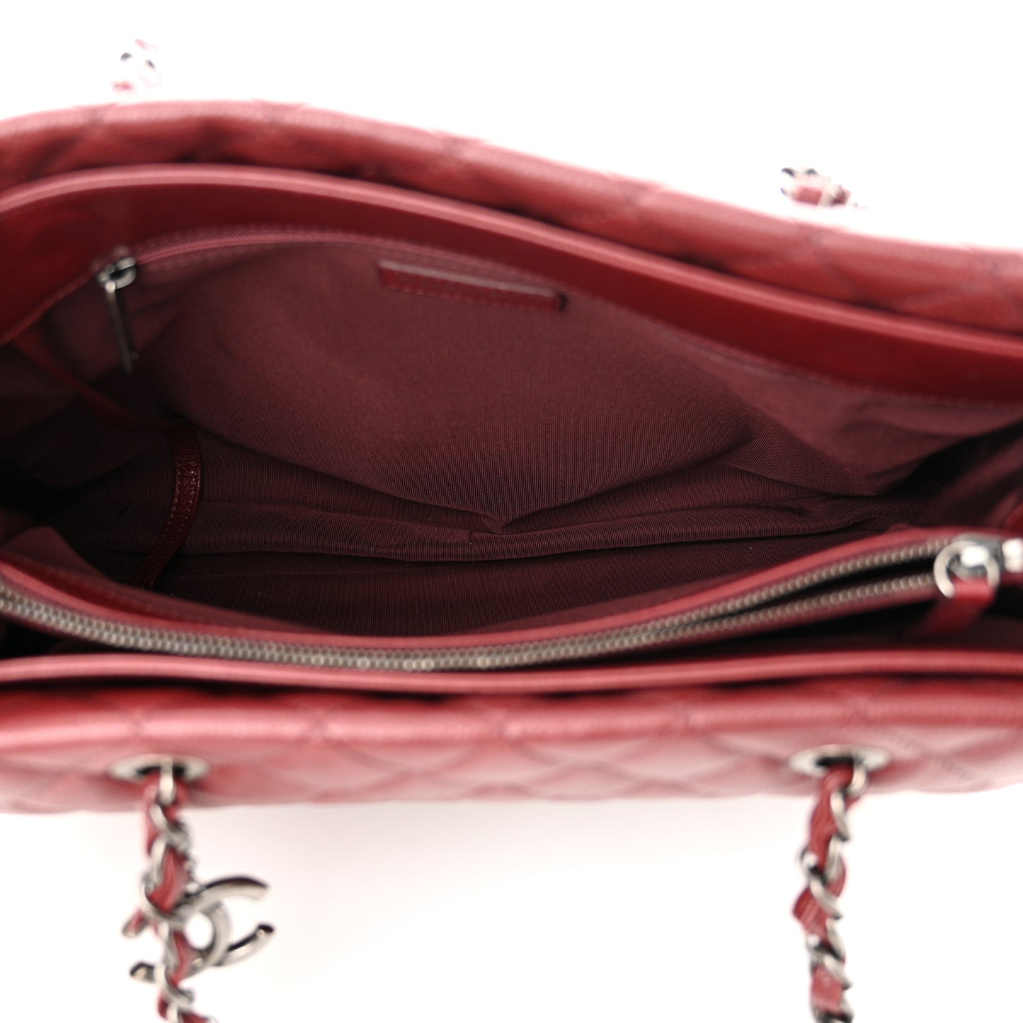 Caviar Quilted City Shopping Tote Dark Red