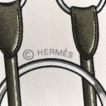 Hermes Silk Lambskin Jumping Fringed Twilly Creme Kaki Beige Dore 4 of 4