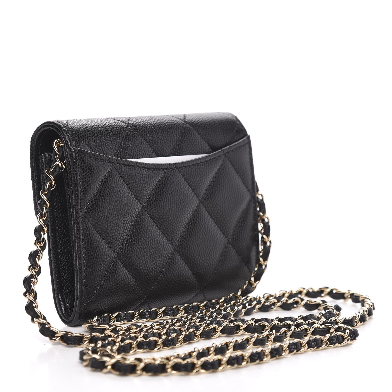 Chanel Caviar Quilted Flap Card Holder On Chain Black 3 of 9