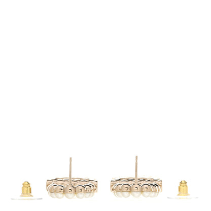 Chanel Pearl Quilted CC Flap Bag Earrings Gold 3 of 5
