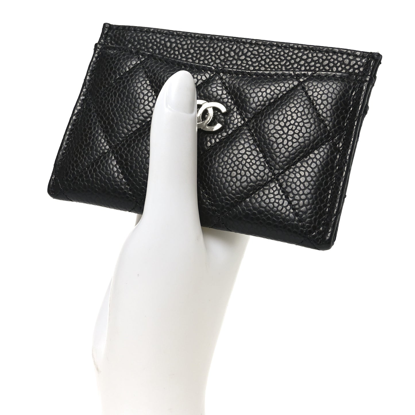 Caviar Quilted Card Holder Black
