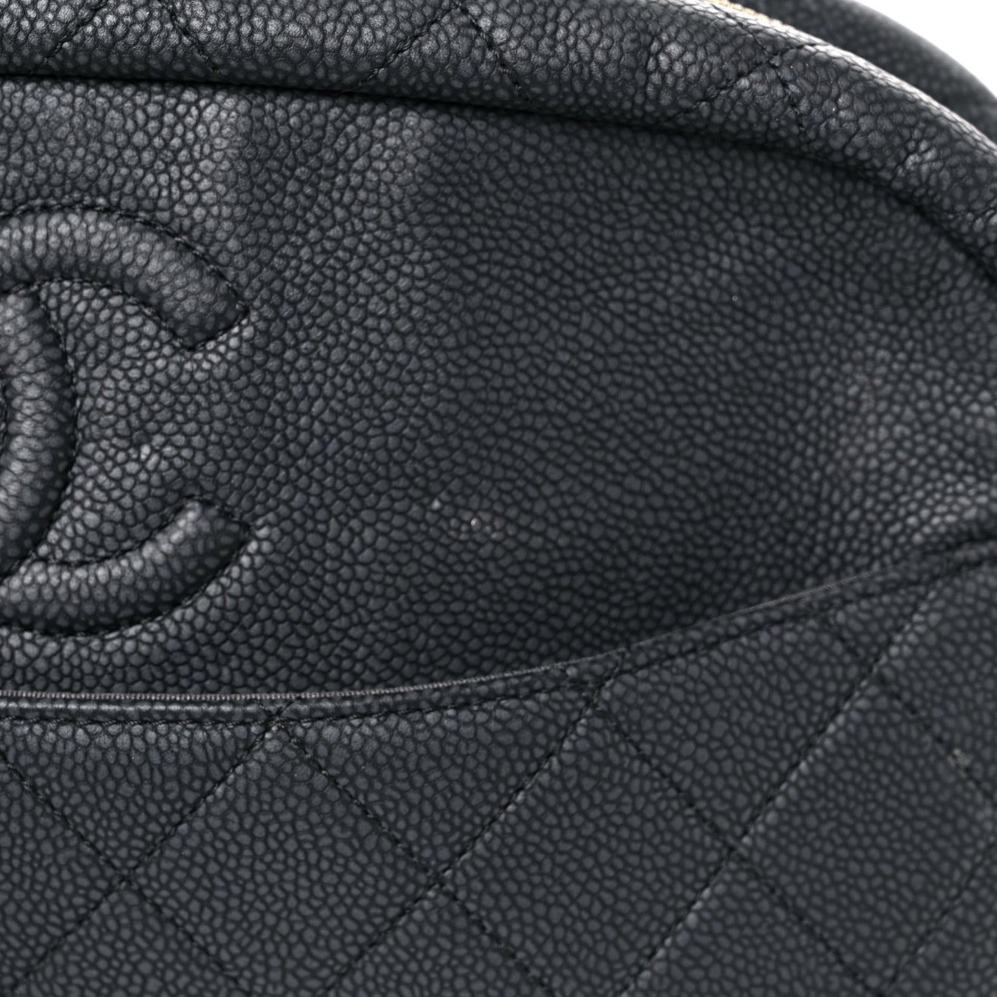 Caviar Quilted Large Coco Tassel Camera Case Black