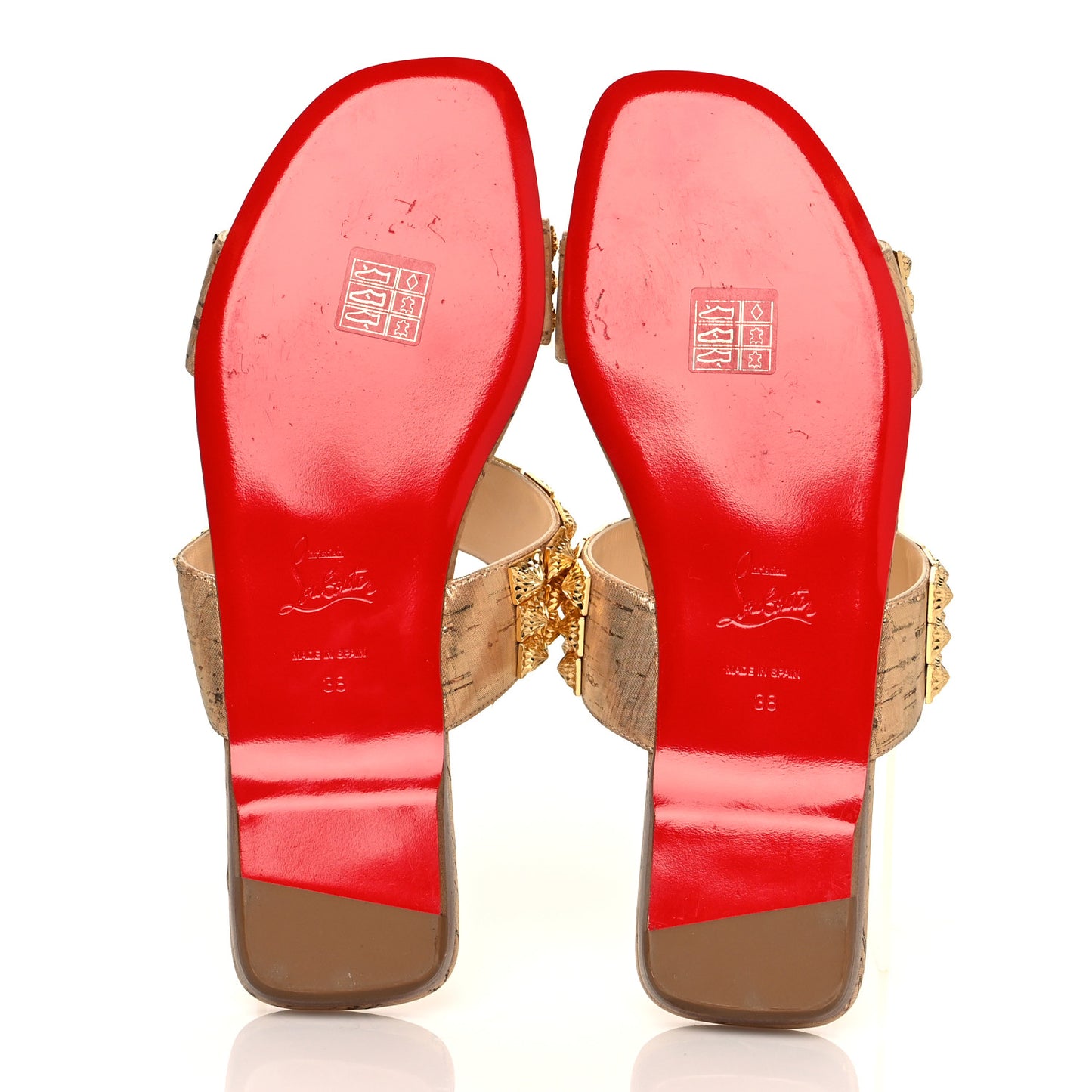 Liege Pepite Studded Myriadiam Flat Slide Sandals 38 Gold