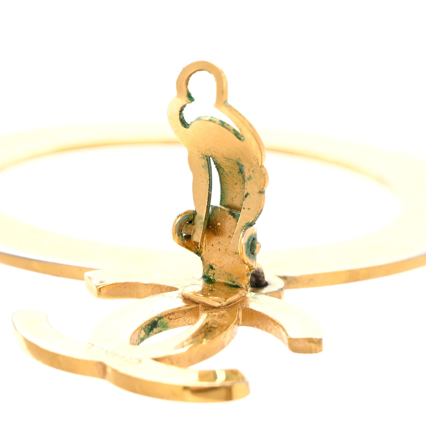 CC Drop Clip On Earrings Gold