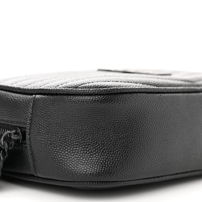 Saint Laurent Grain De Poudre Matelasse Monochrome Monogram Mini Lou Camera Bag Black 9 of 11