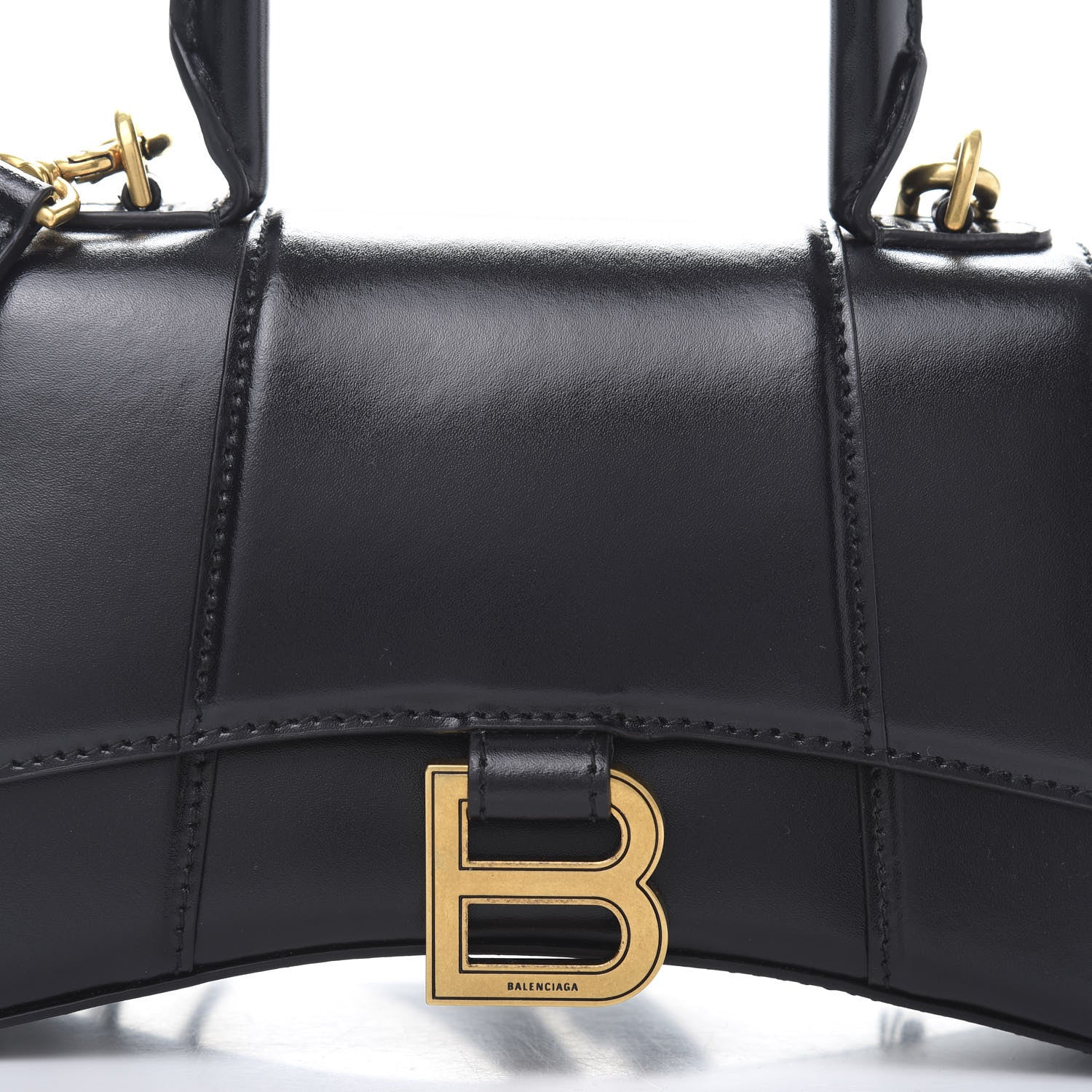 Balenciaga Shiny Box Calfskin Hourglass Top Handle Bag XS Black 10 of 10