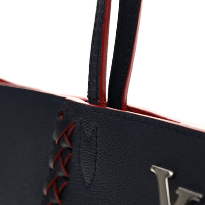 Louis Vuitton Calfskin Braided Lockme Cabas Marine Rouge 13 of 14