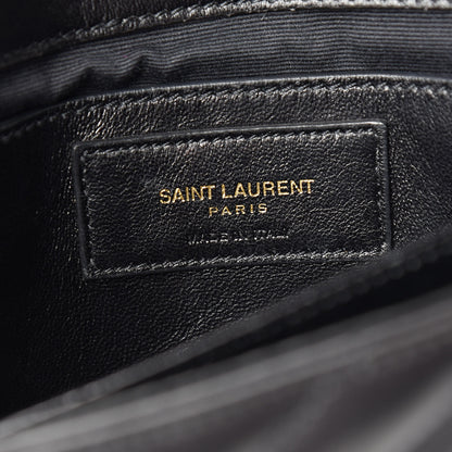 Saint Laurent Lambskin Matelasse Chevron Monogram Bubble Chain Crossbody Black 6 of 10
