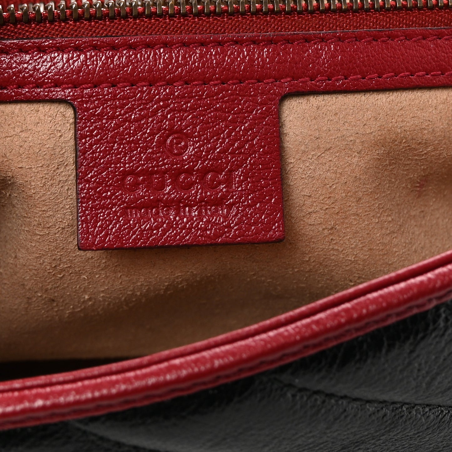Vintage Effect Calfskin Matelasse Diagonal Small Torchon GG Marmont Shoulder Bag Black Romantic Cherry