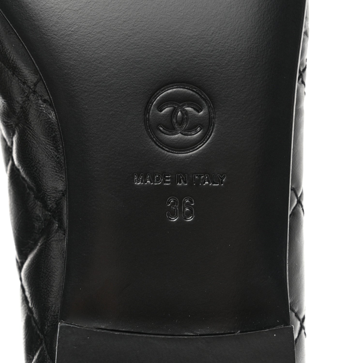 Chanel Aged Calfskin Quilted CC Cap Toe Ballerina Flats 36 Black 6 of 8