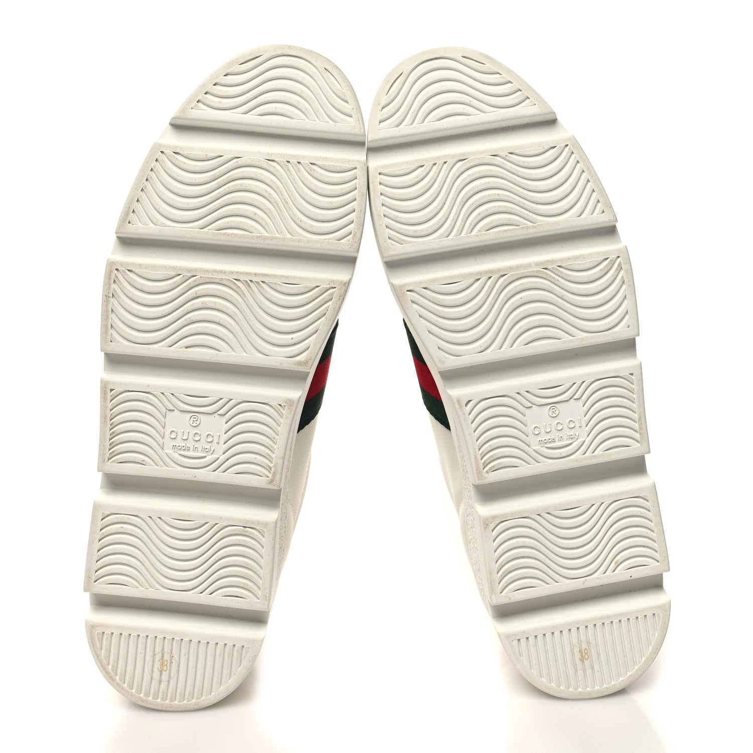 Gucci Calfskin Web Bee Embroidered Womens Ace Platform Sneakers 38 White 5 of 10