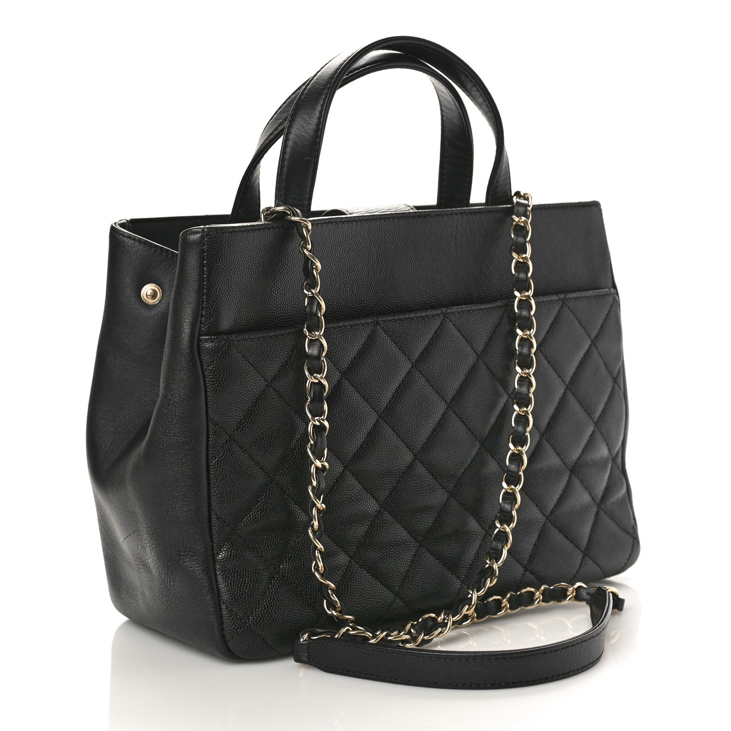Caviar Quilted Small Business Affinity Shopping Bag Black