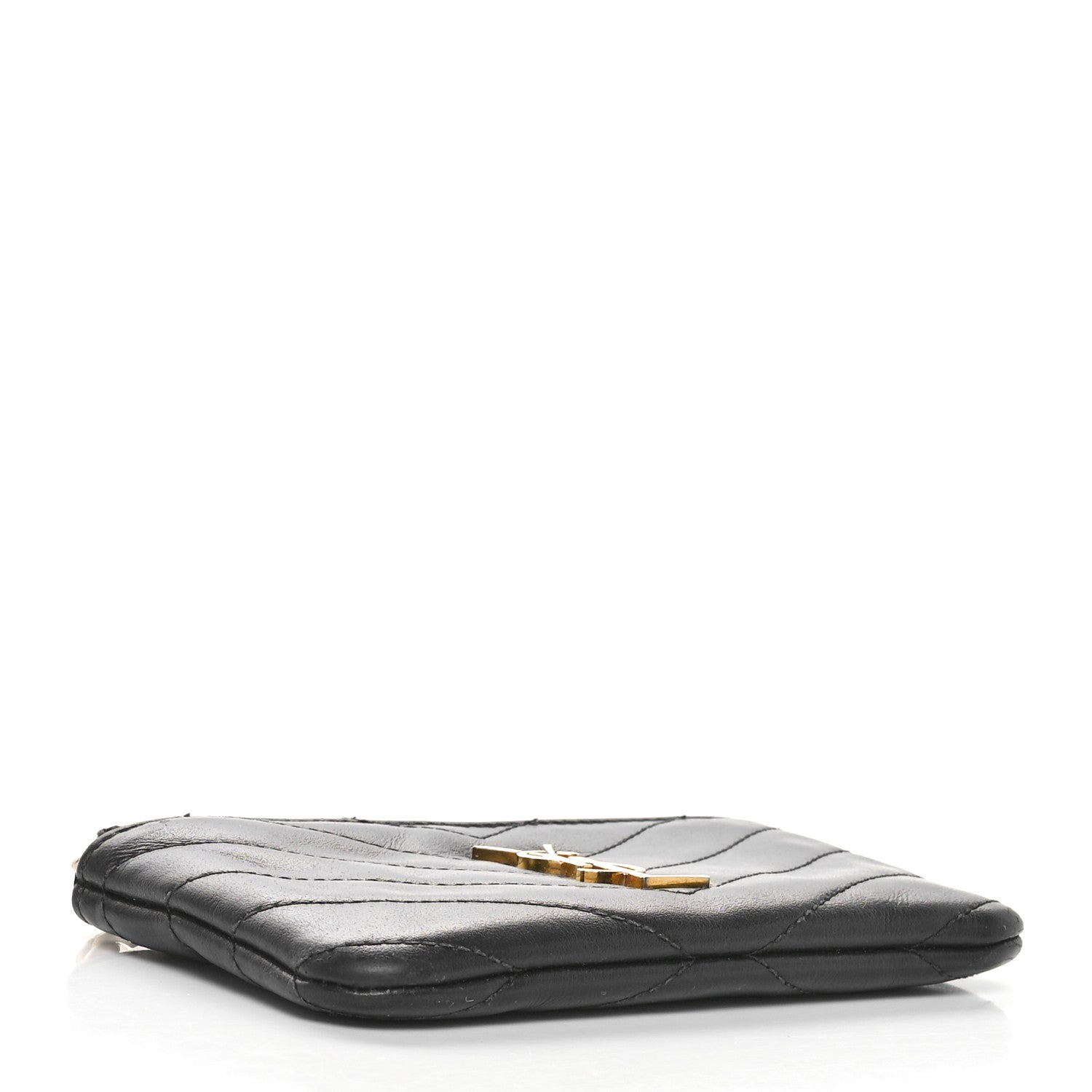 Saint Laurent Calfskin Matelasse Monogram Key Pouch Black 4 of 8