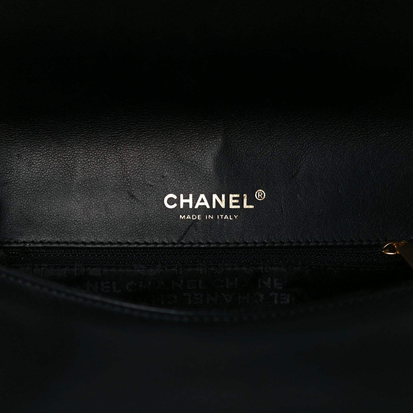 Calfskin Vertical Quilted Single Flap Black