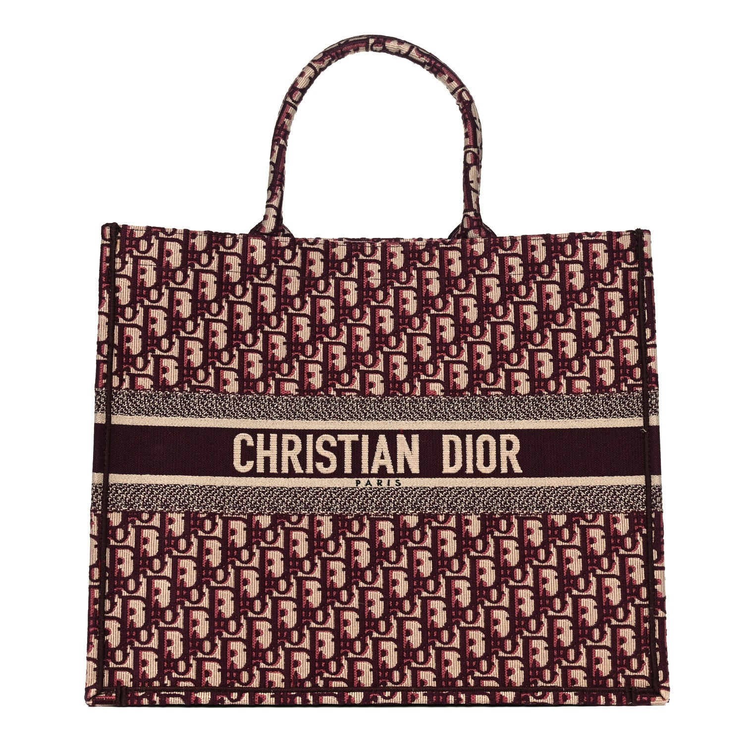 Christian Dior Oblique Large Book Tote Burgundy Multicolor 1 of 11