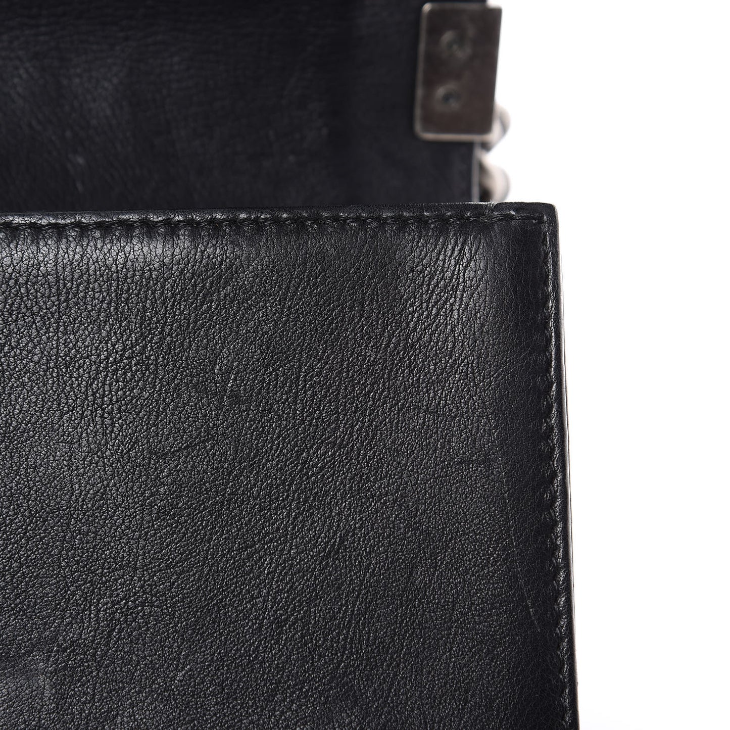 Calfskin Quilted Small Boy Flap Black