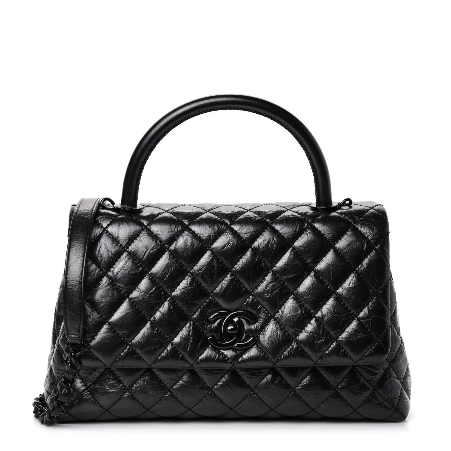 Chanel Aged Calfskin Quilted Small Coco Handle Flap So Black 1 of 11