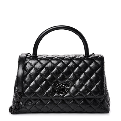 Chanel Aged Calfskin Quilted Small Coco Handle Flap So Black 1 of 11