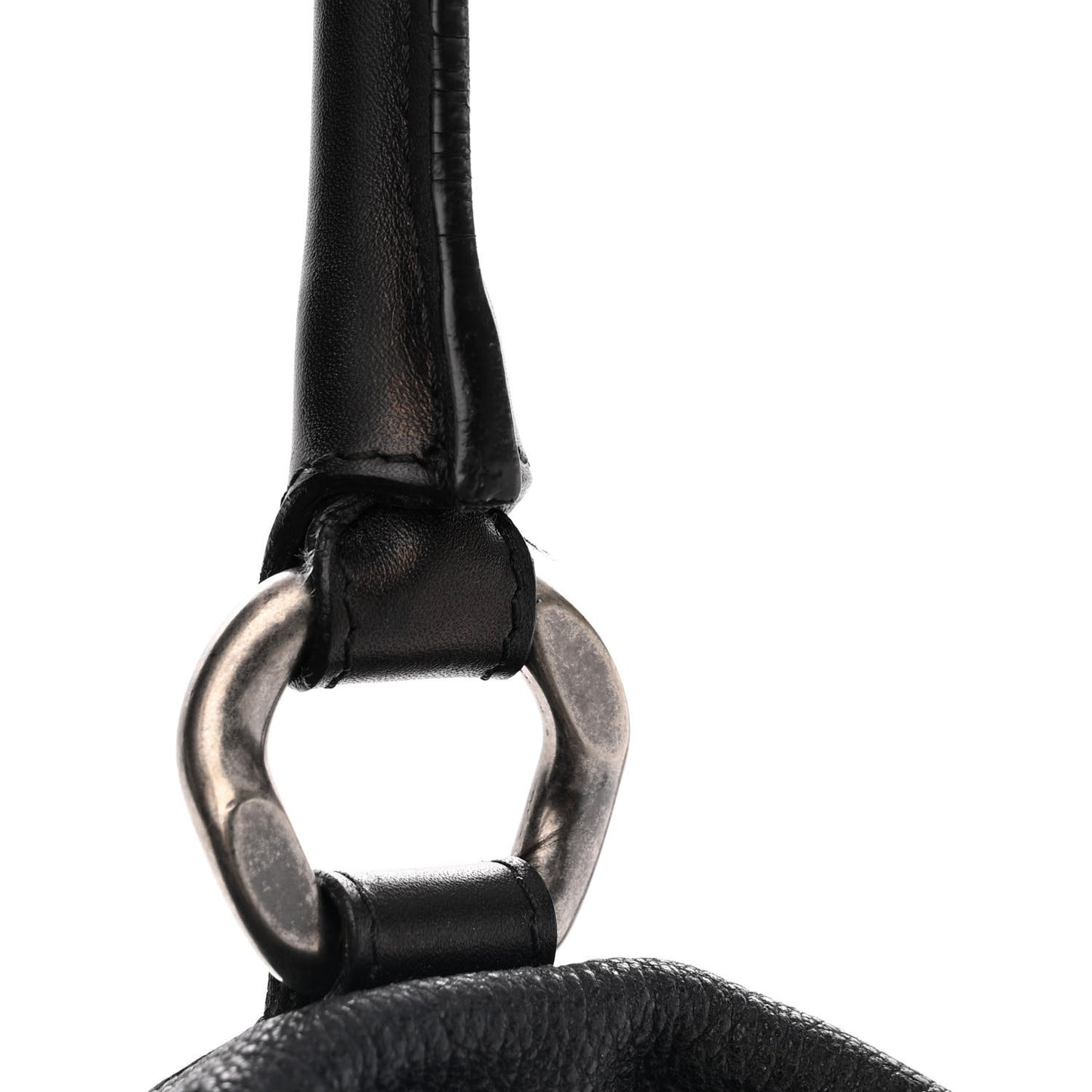 Washed Calfskin Drawstring Tote Black