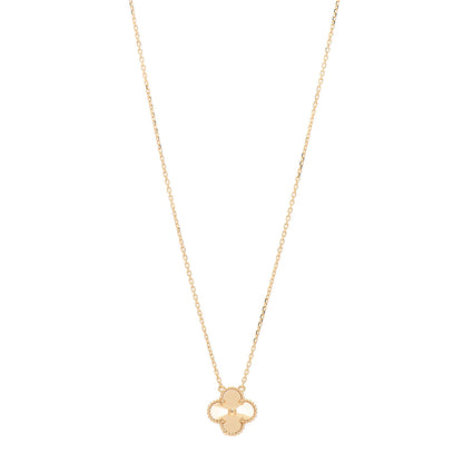 Van Cleef & Arpels 18K Yellow Gold Guilloche Vintage Alhambra Pendant Necklace 1 of 4