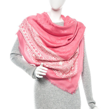 Louis Vuitton Silk Wool Amstramgram Shawl Pink 2 of 6