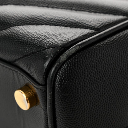 Saint Laurent Grain De Poudre Matelasse Chevron Monogram Shopping Bag Black 13 of 14