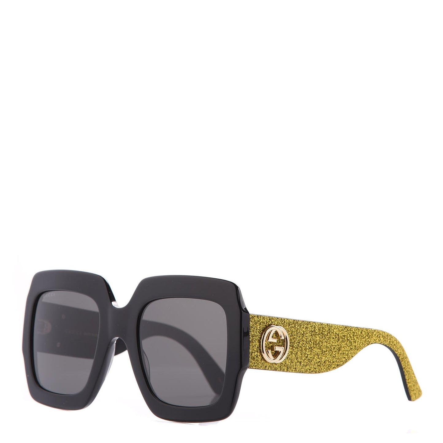 Square Frame GG0102S Sunglasses Glitter Gold