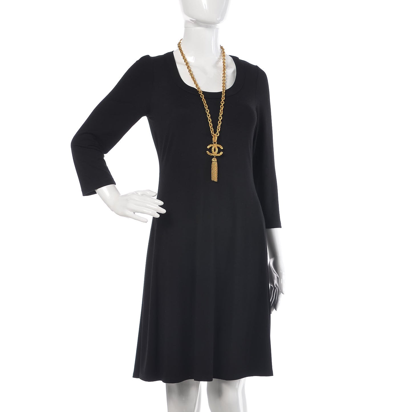 Textured Etruscan CC Tassel Necklace Gold
