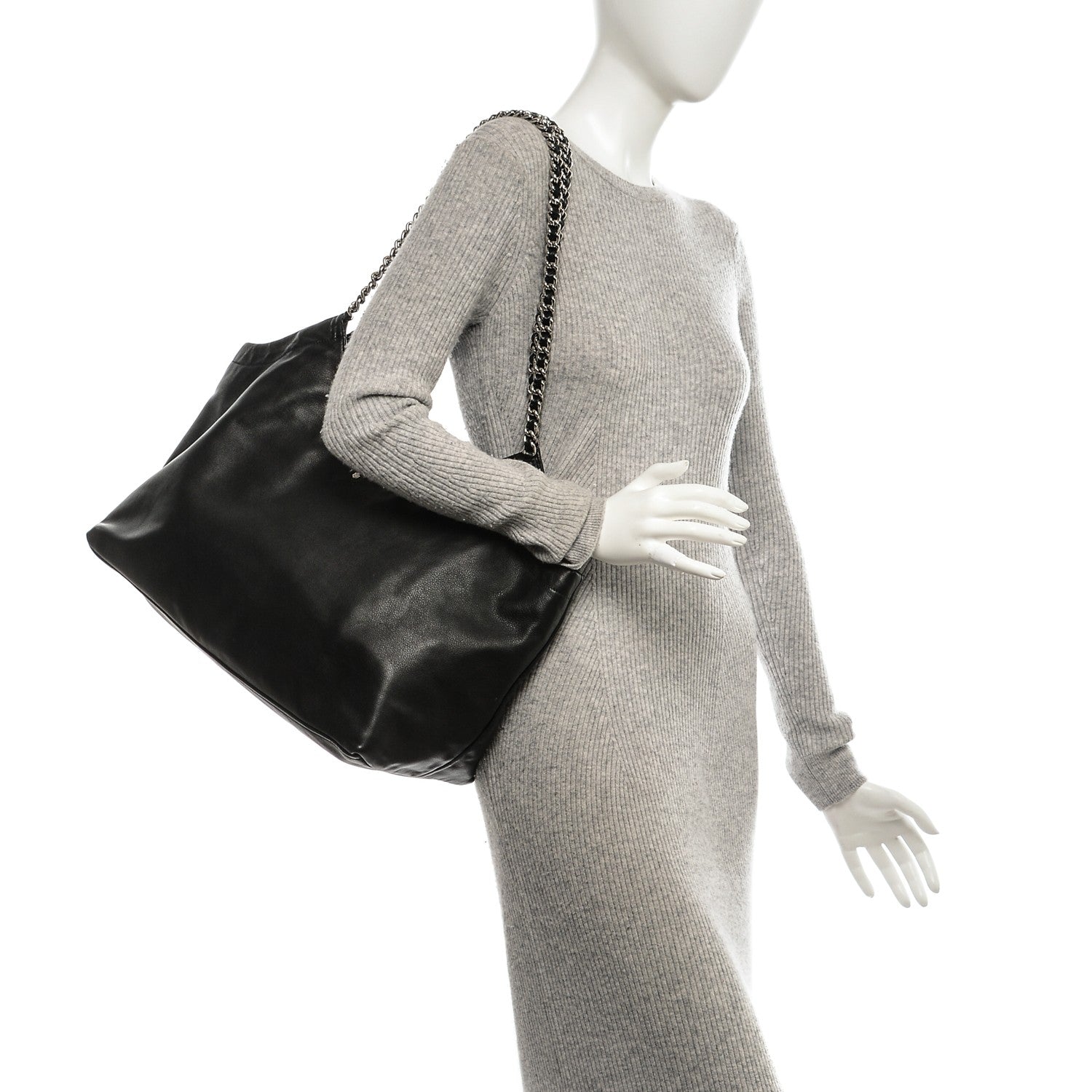 Prada Soft Calf Chain Tote Nero Black 2 of 6