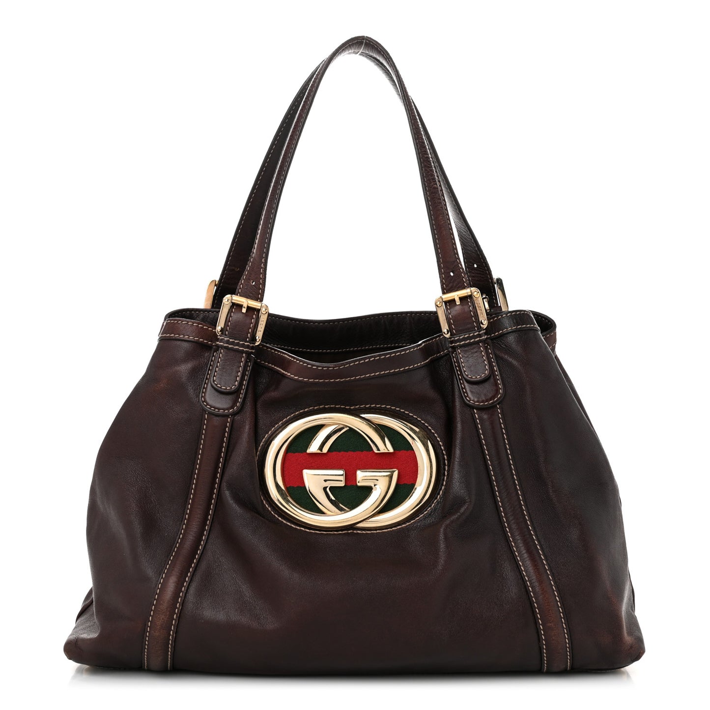 Calfskin Medium Britt Tote Dark Brown