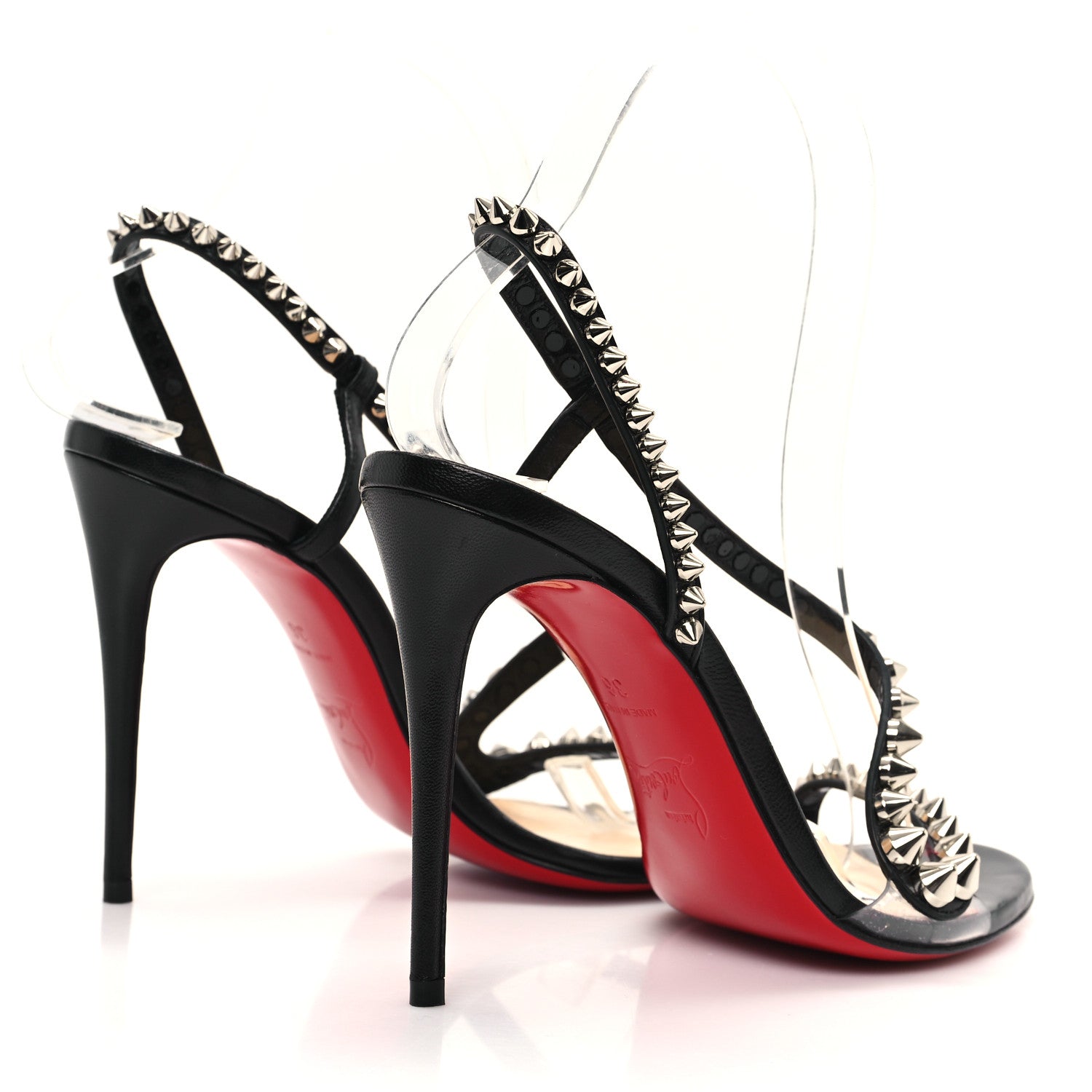 Christian Louboutin Nappa Spike Rosalie 100 Sandals 36 Black