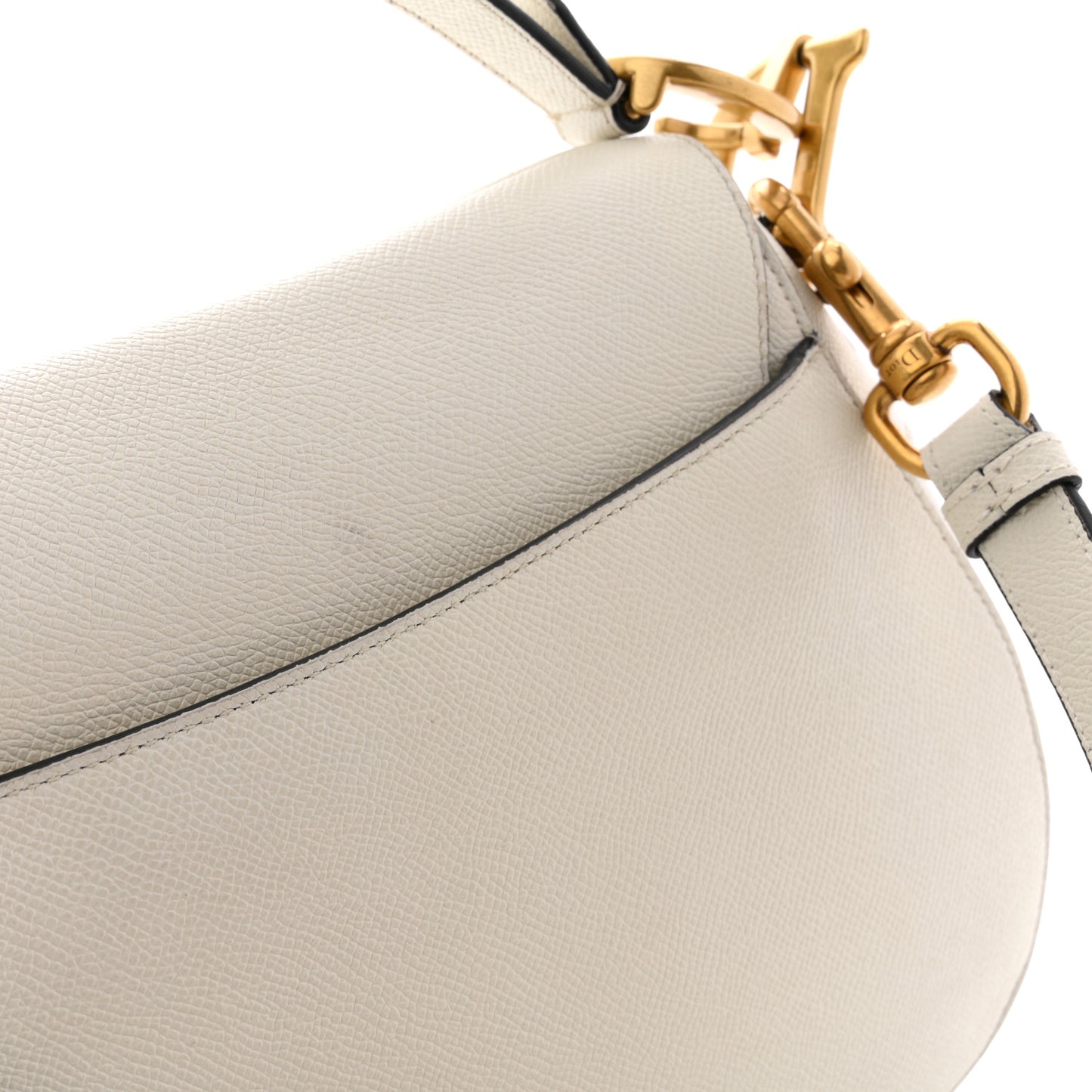 Grained Calfskin Saddle Bag With Strap Latte