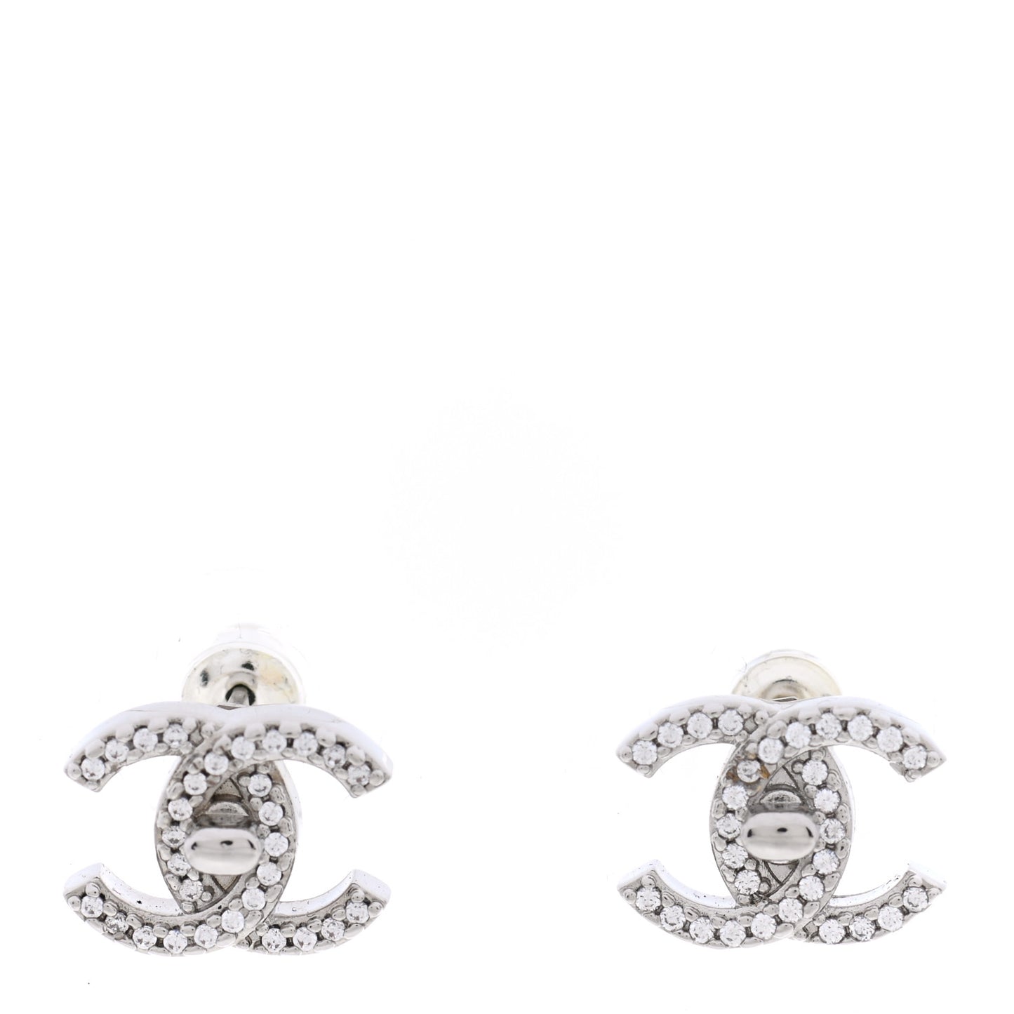Crystal CC Turnlock Earrings Silver