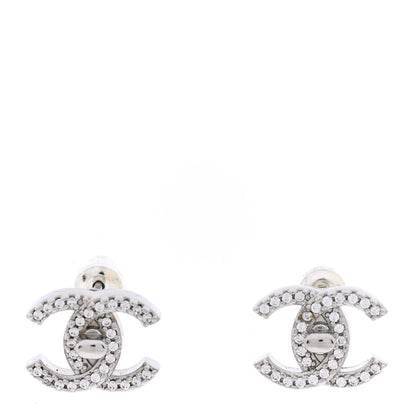 Chanel Crystal CC Turnlock Earrings Silver 1 of 5