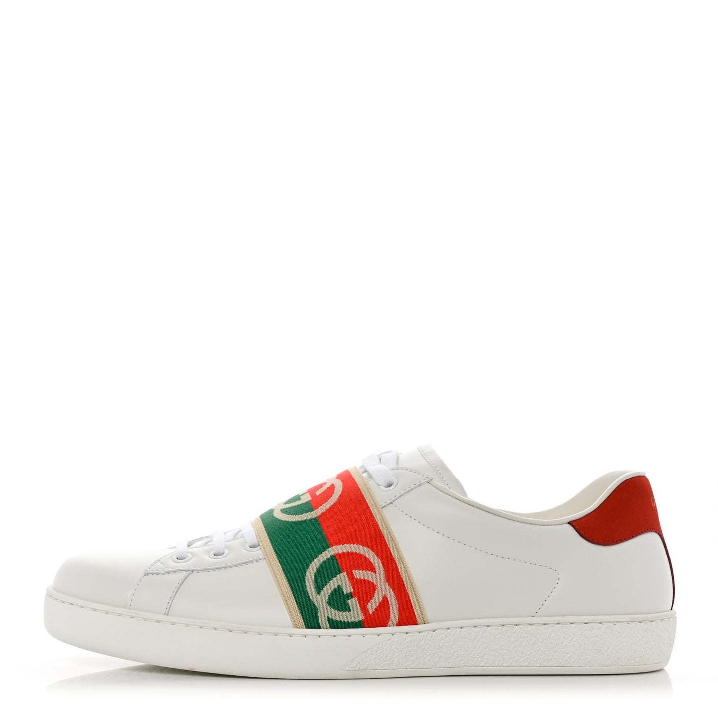 Calfskin Web Interlocking G Mens Ace Sneakers 11 White