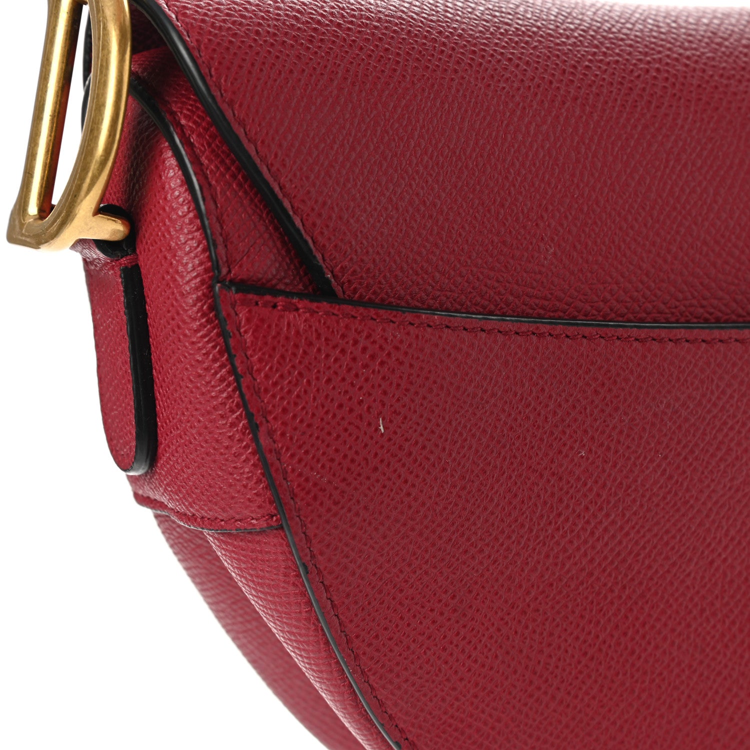 Christian Dior Grained Calfskin Saddle Bag Burgundy 12 of 14