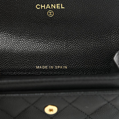 Chanel Caviar Quilted Enamel Coco Casino Flap Card Holder Wallet Black 7 of 9