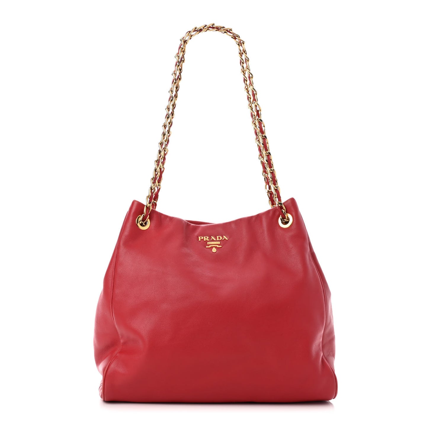 Soft Calf Chain Tote Rosso