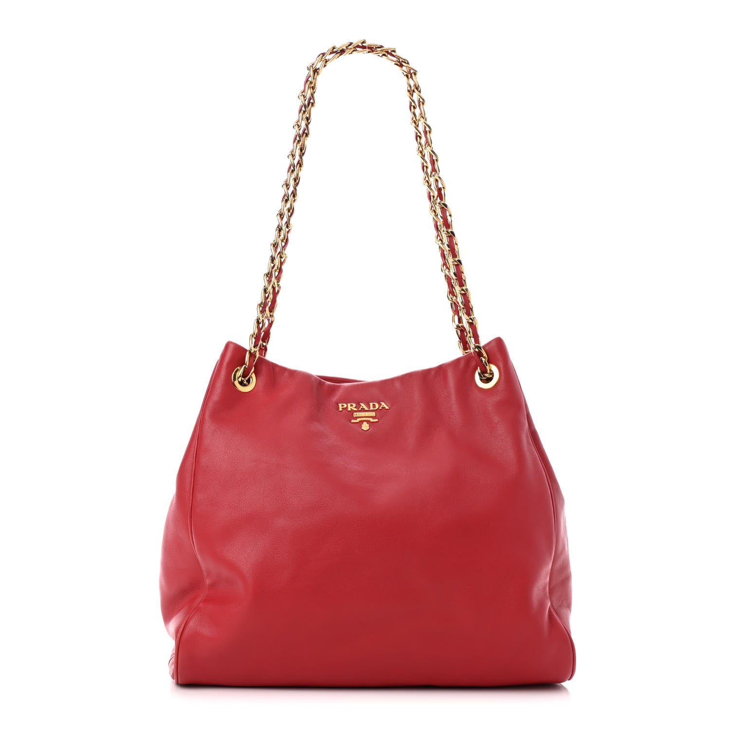 Prada Soft Calf Chain Tote Rosso 1 of 9