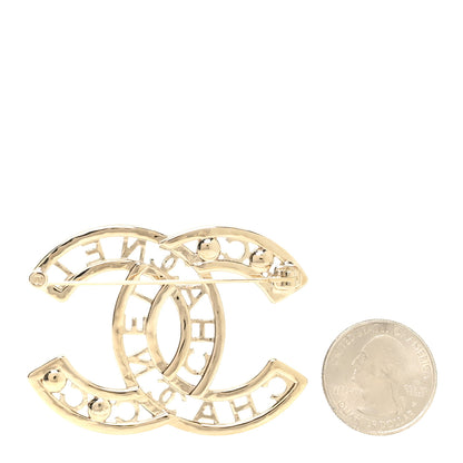 Chanel Crystal Pearl Coco CC Logo Brooch Gold 2 of 4