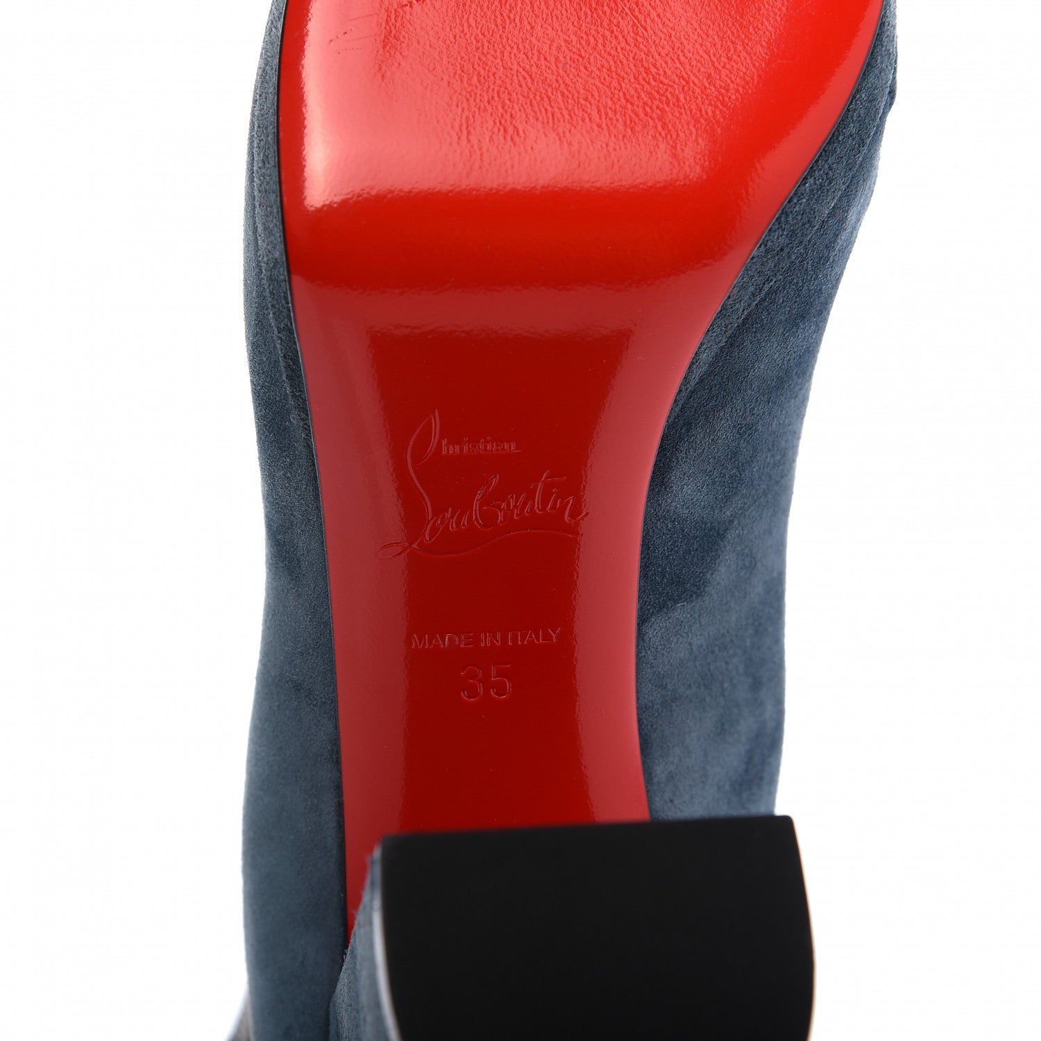 Christian Louboutin Veau Velours Birgitta 100 Zip Around Ankle Bootie 35 Tempete 6 of 8